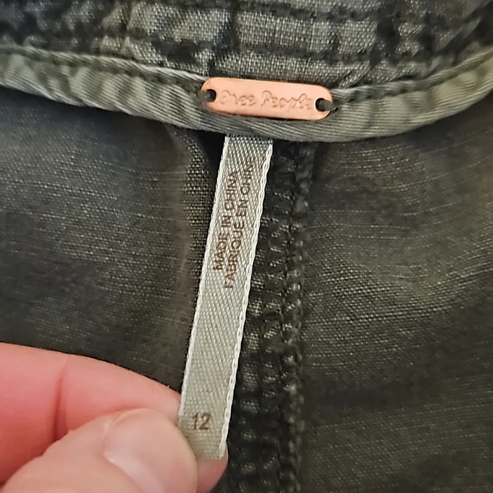 FREE PEOPLE Compass Star Cotton Green Trousers Size 12 - Picture 8 of 13